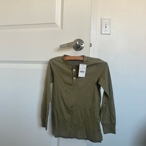 Crewcuts Olive Long Sleeve Kids Henley Tee